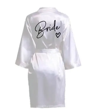 Wedding Party Team Bride Robe - Kimono Satin Pajamas for Bridesmaids, Black Letters SP003