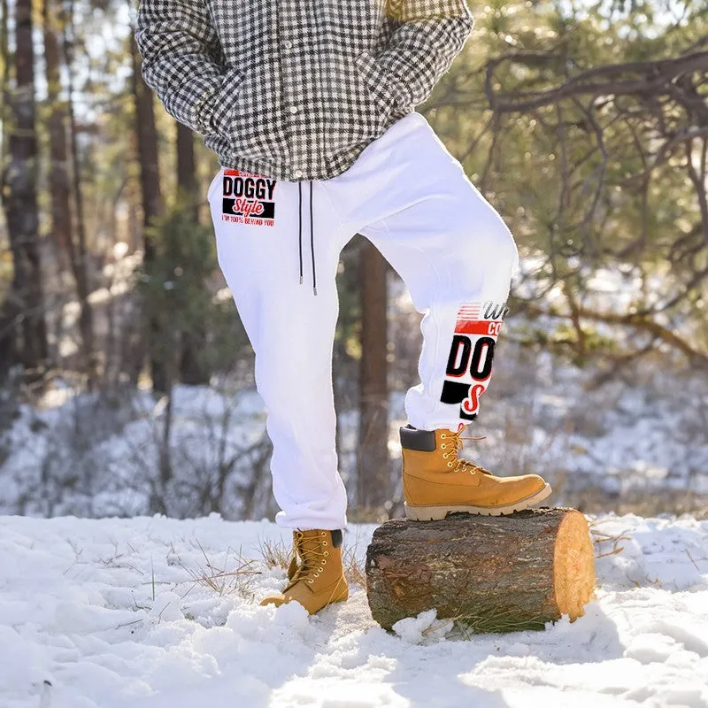 WHEN IT COMES TO DOGGY STYLE Modern Style GRAPHIC PRINT JOGGERS
