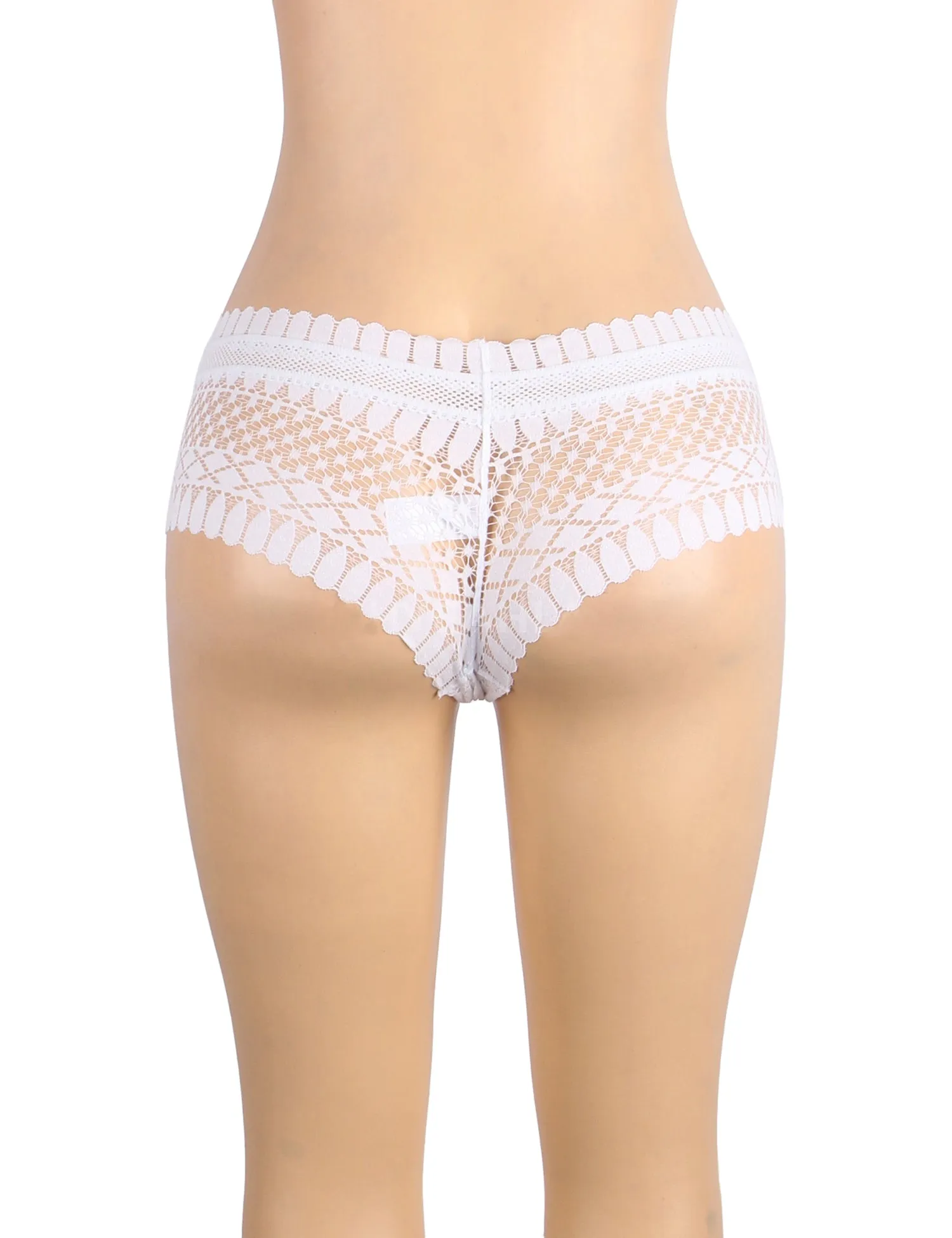 White & Black Sexy Panty With Feather Shape Lace