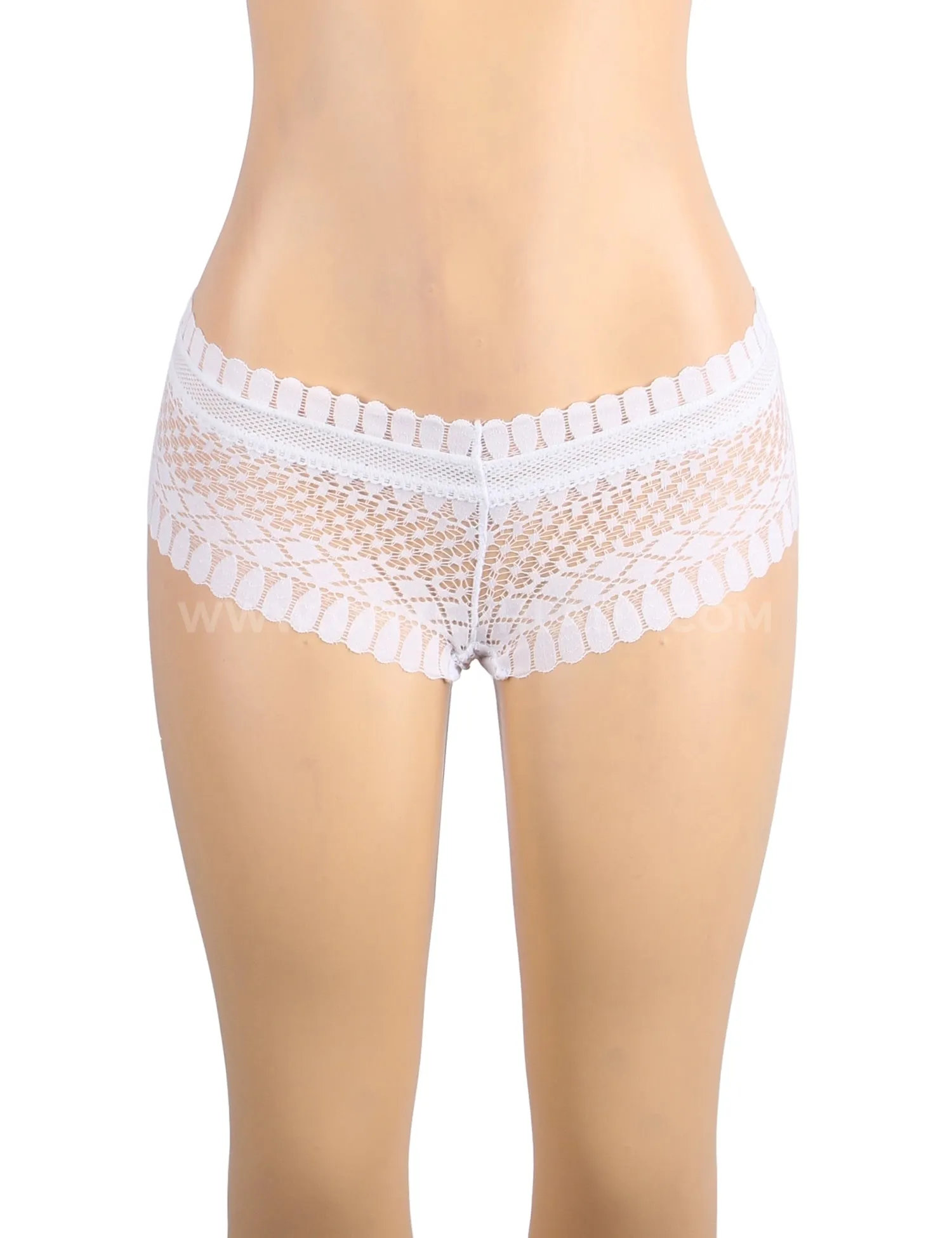 White & Black Sexy Panty With Feather Shape Lace