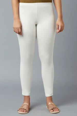 White Cotton Lycra Tights For Women