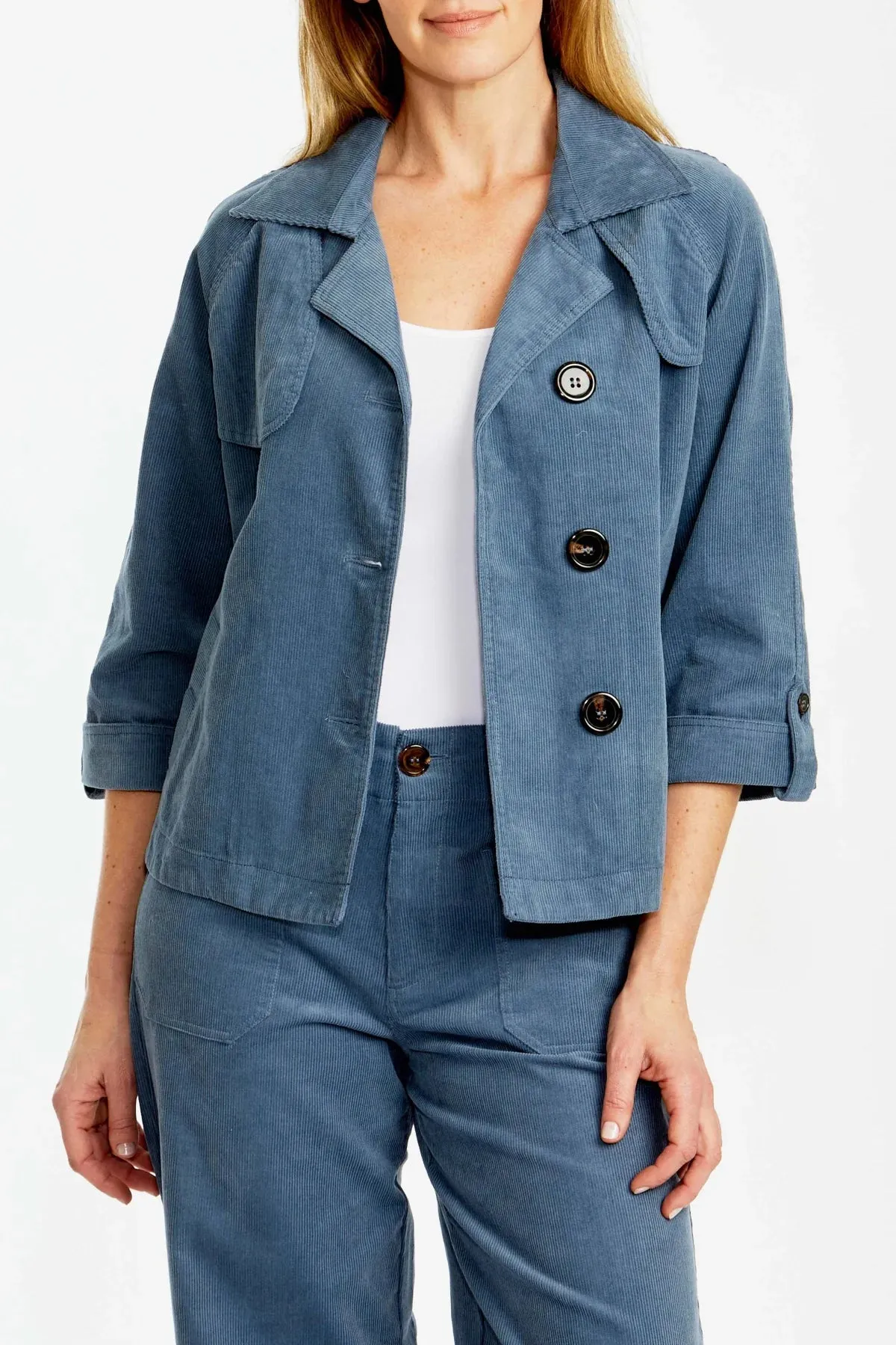 Wide Leg Cord Pants - Denim