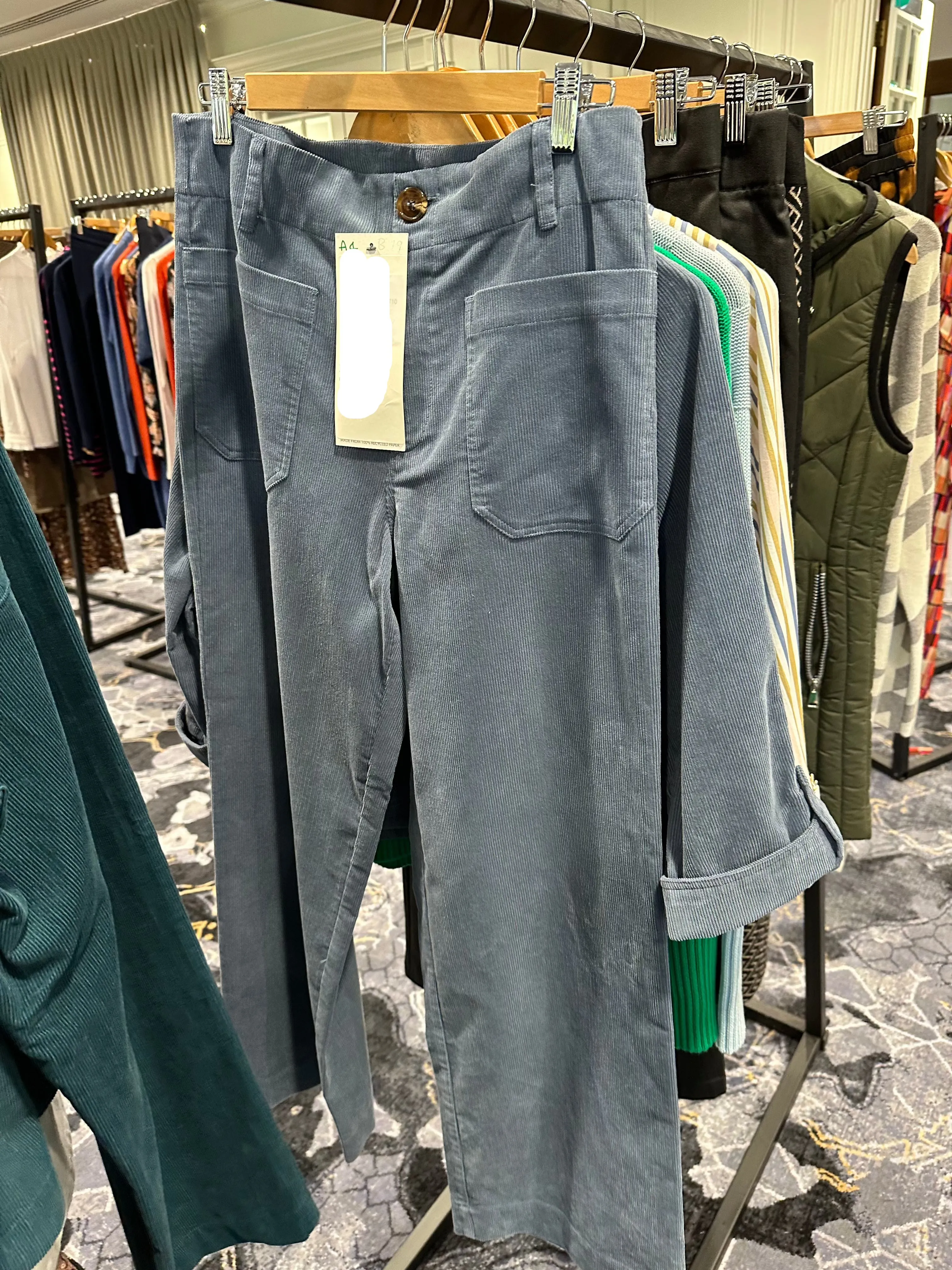 Wide Leg Cord Pants - Denim