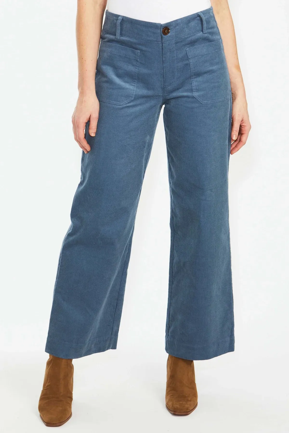 Wide Leg Cord Pants - Denim