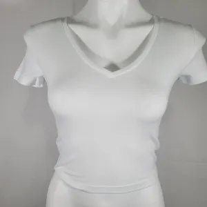 Wild Fable Short Sleeve V-Neck Cropped T-Shirt - Women's White