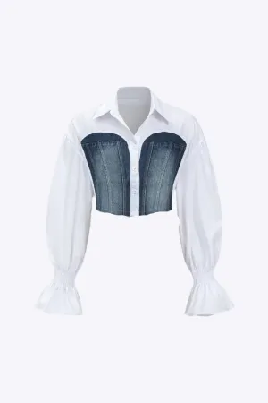 Winnie - Unique Bell Sleeve Design Woman's Denim Shirt