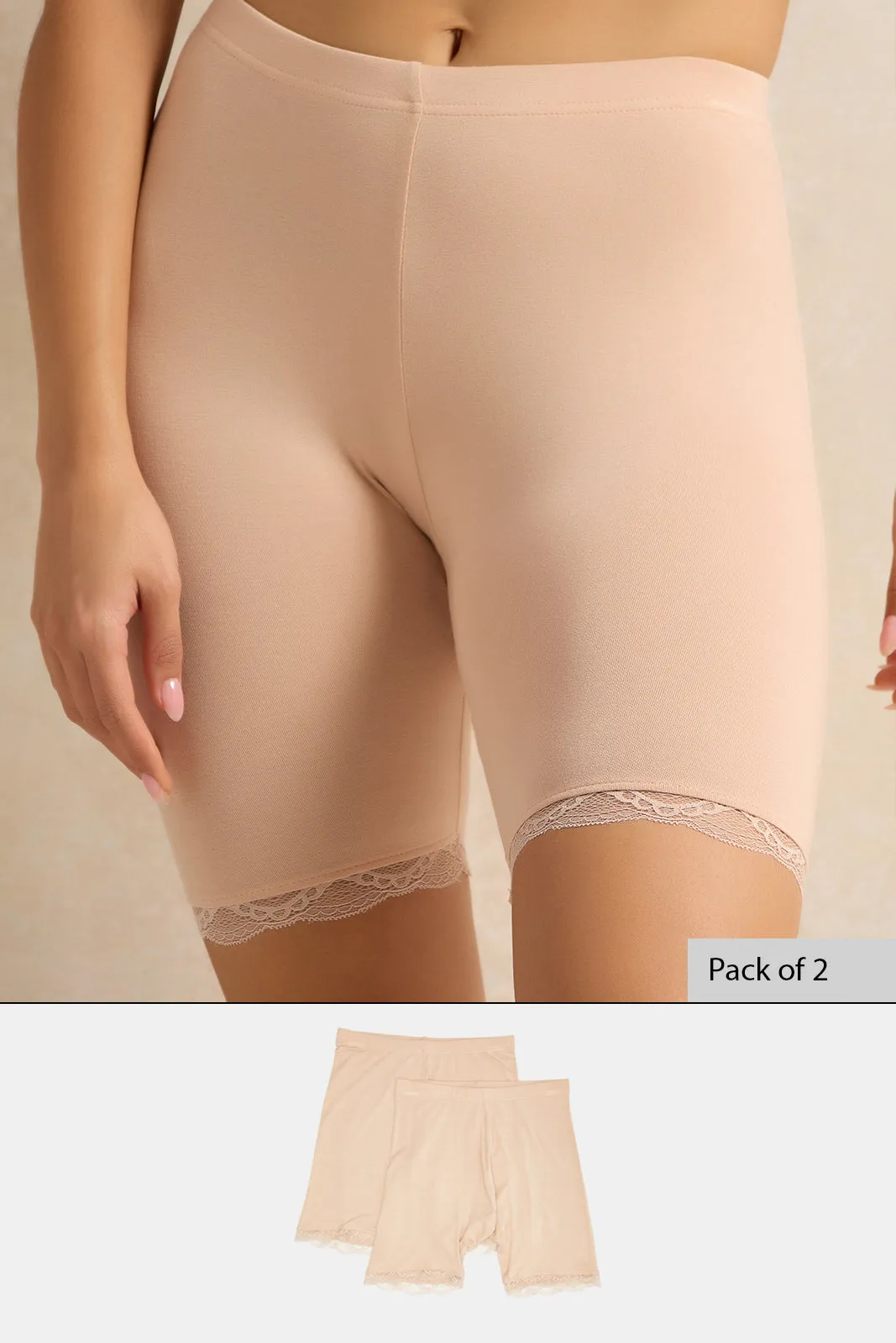Women Beige Comfort Short Set (2 Piece)
