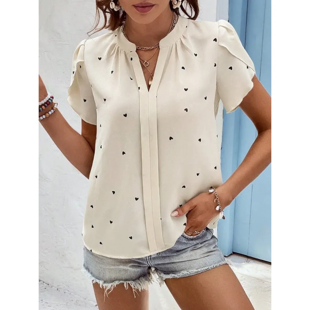 Women's Elegant V Neck Top | Short Sleeve
