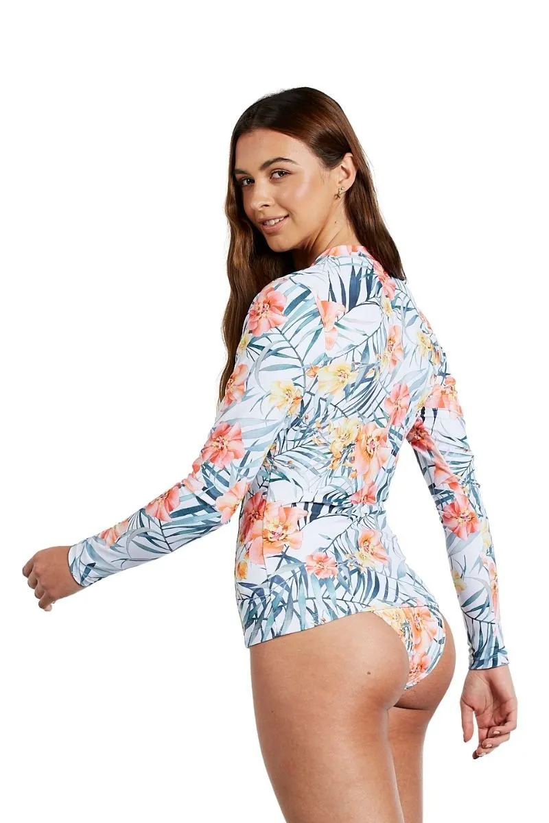 Womens Rashie in Island Breeze White