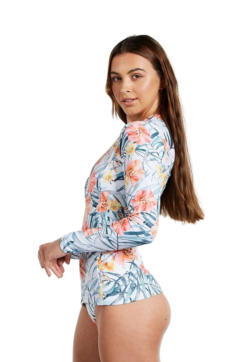 Womens Rashie in Island Breeze White