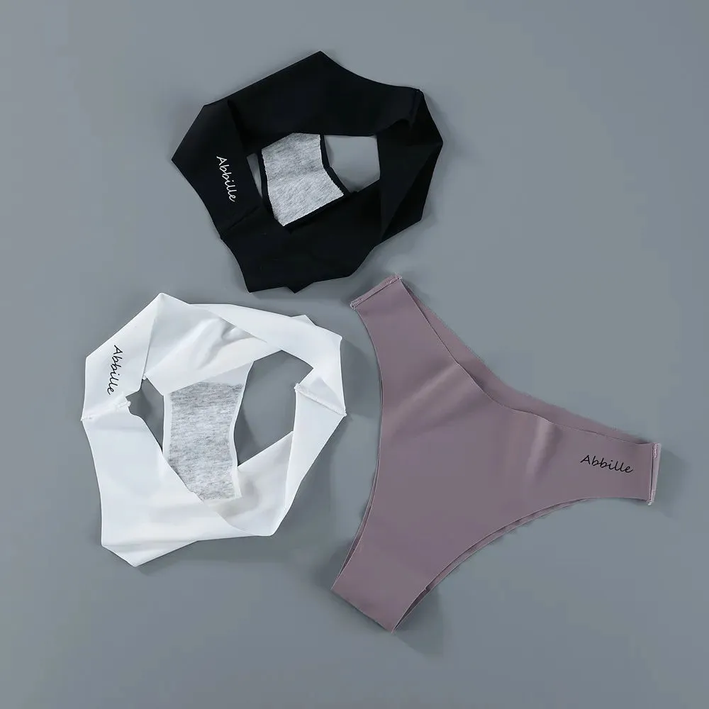 Women's Seamless Lingerie Set - Low-Rise Thongs and Bikini Briefs
