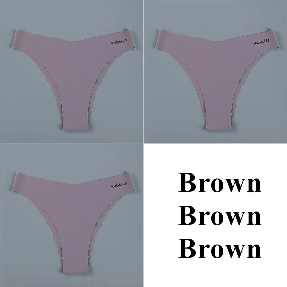 Women's Seamless Lingerie Set - Low-Rise Thongs and Bikini Briefs