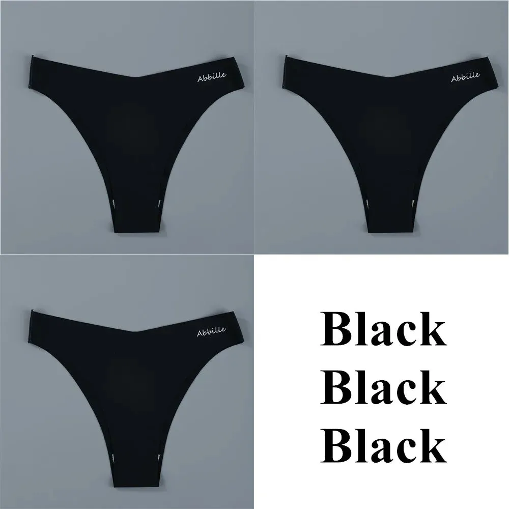 Women's Seamless Lingerie Set - Low-Rise Thongs and Bikini Briefs