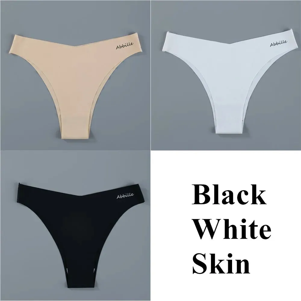 Women's Seamless Lingerie Set - Low-Rise Thongs and Bikini Briefs