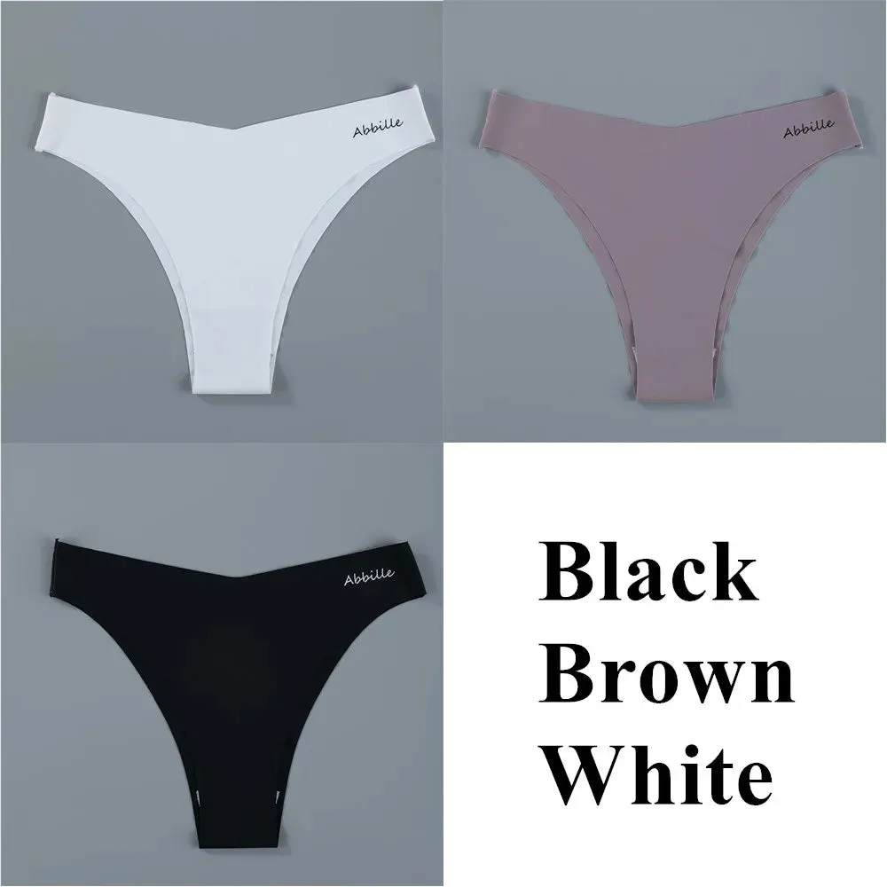 Women's Seamless Lingerie Set - Low-Rise Thongs and Bikini Briefs