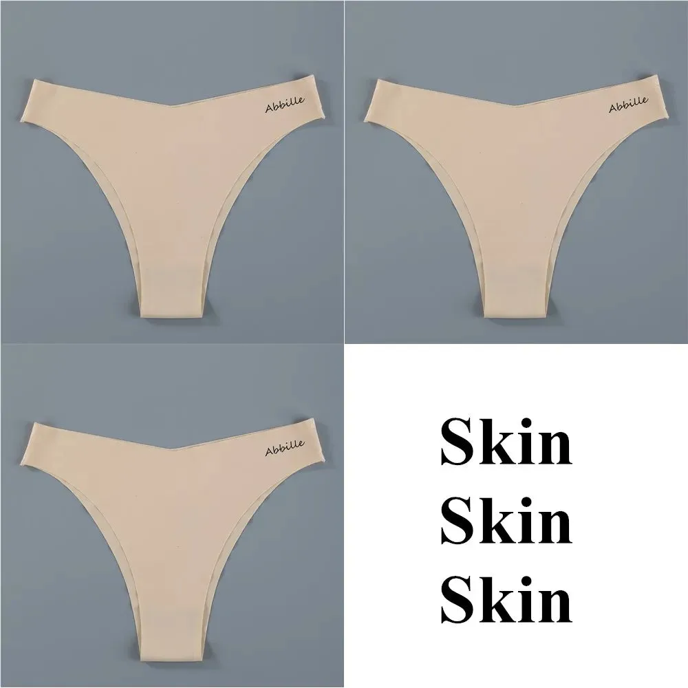 Women's Seamless Lingerie Set - Low-Rise Thongs and Bikini Briefs