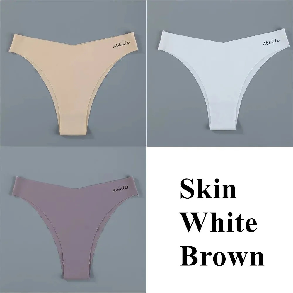 Women's Seamless Lingerie Set - Low-Rise Thongs and Bikini Briefs