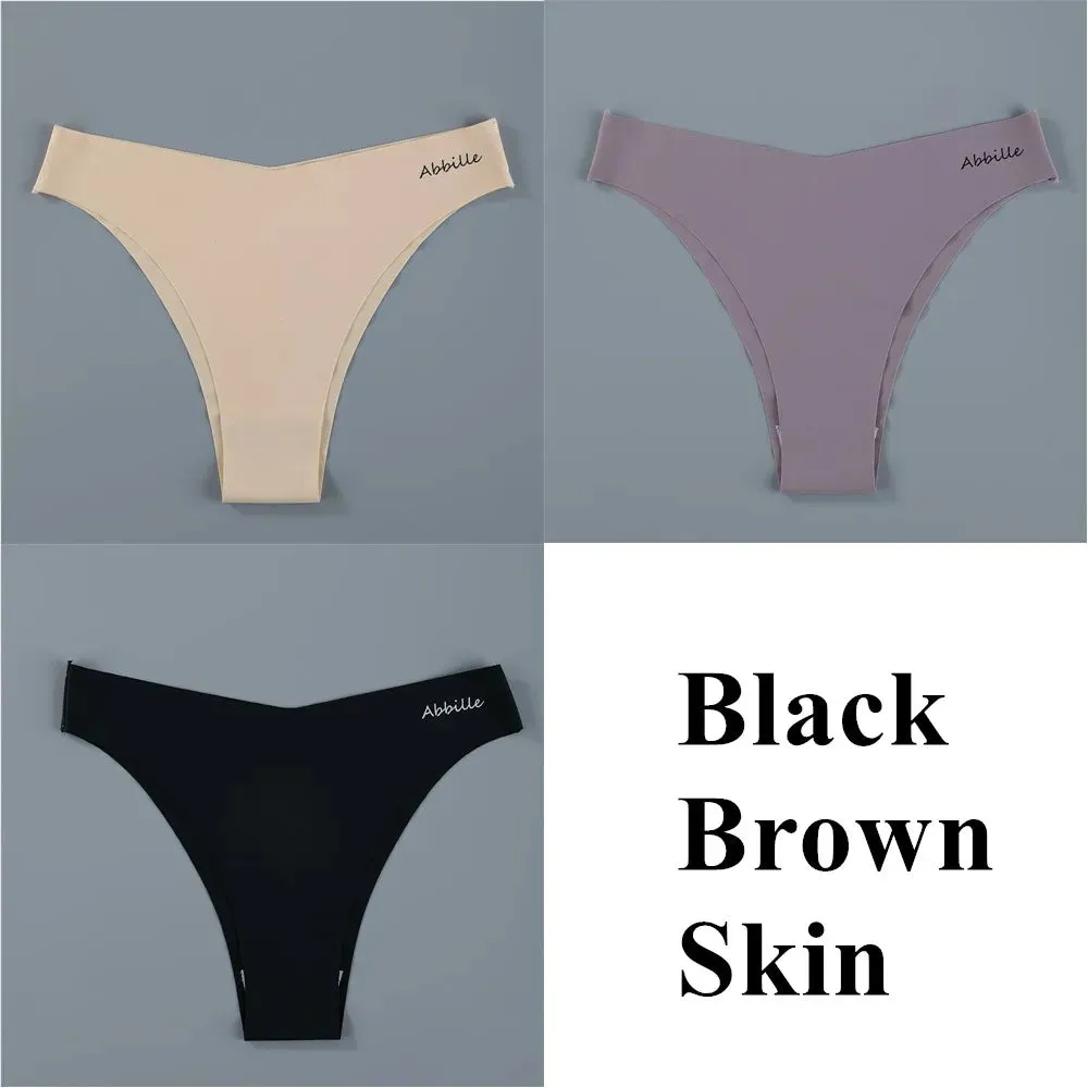 Women's Seamless Lingerie Set - Low-Rise Thongs and Bikini Briefs