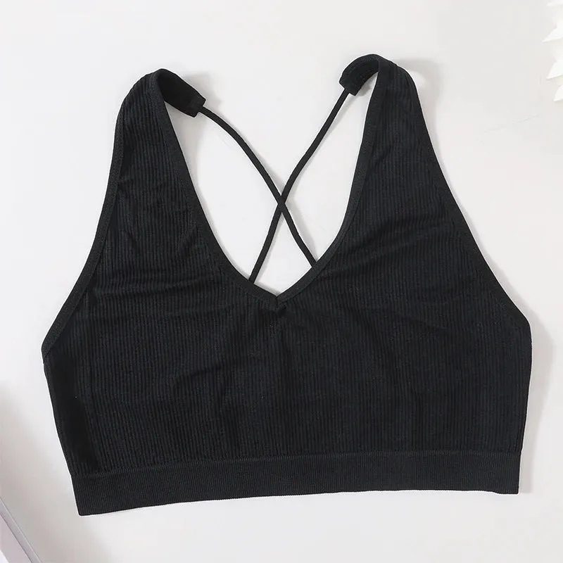 Women's Seamless Wirefree Cross Strap Vneck Bra - Comfortable & Sexy Lingerie