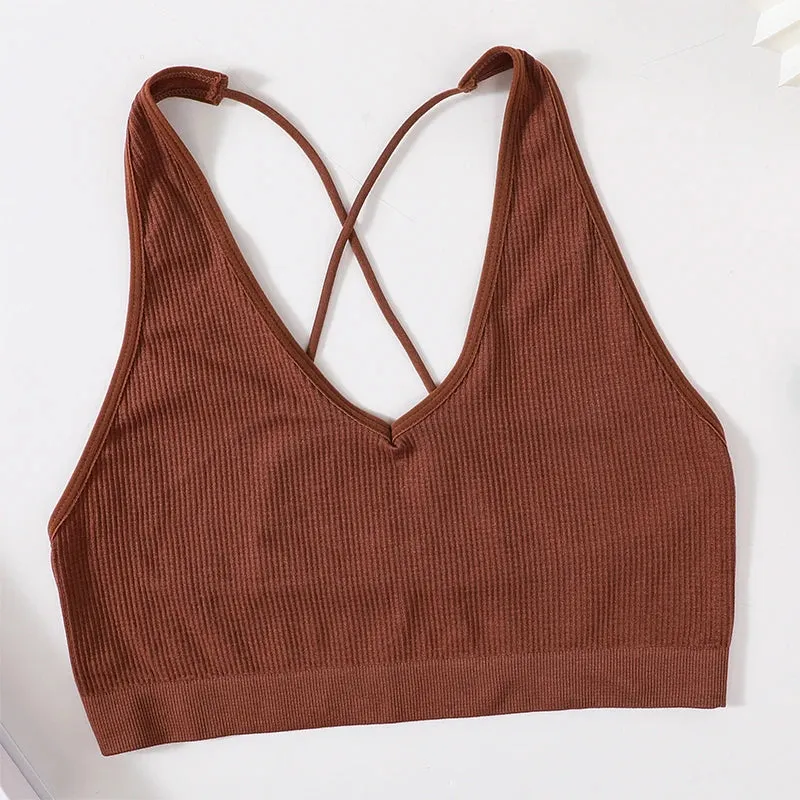 Women's Seamless Wirefree Cross Strap Vneck Bra - Comfortable & Sexy Lingerie