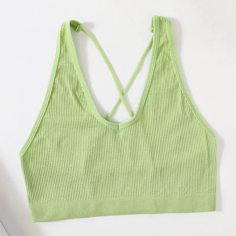 Women's Seamless Wirefree Cross Strap Vneck Bra - Comfortable & Sexy Lingerie