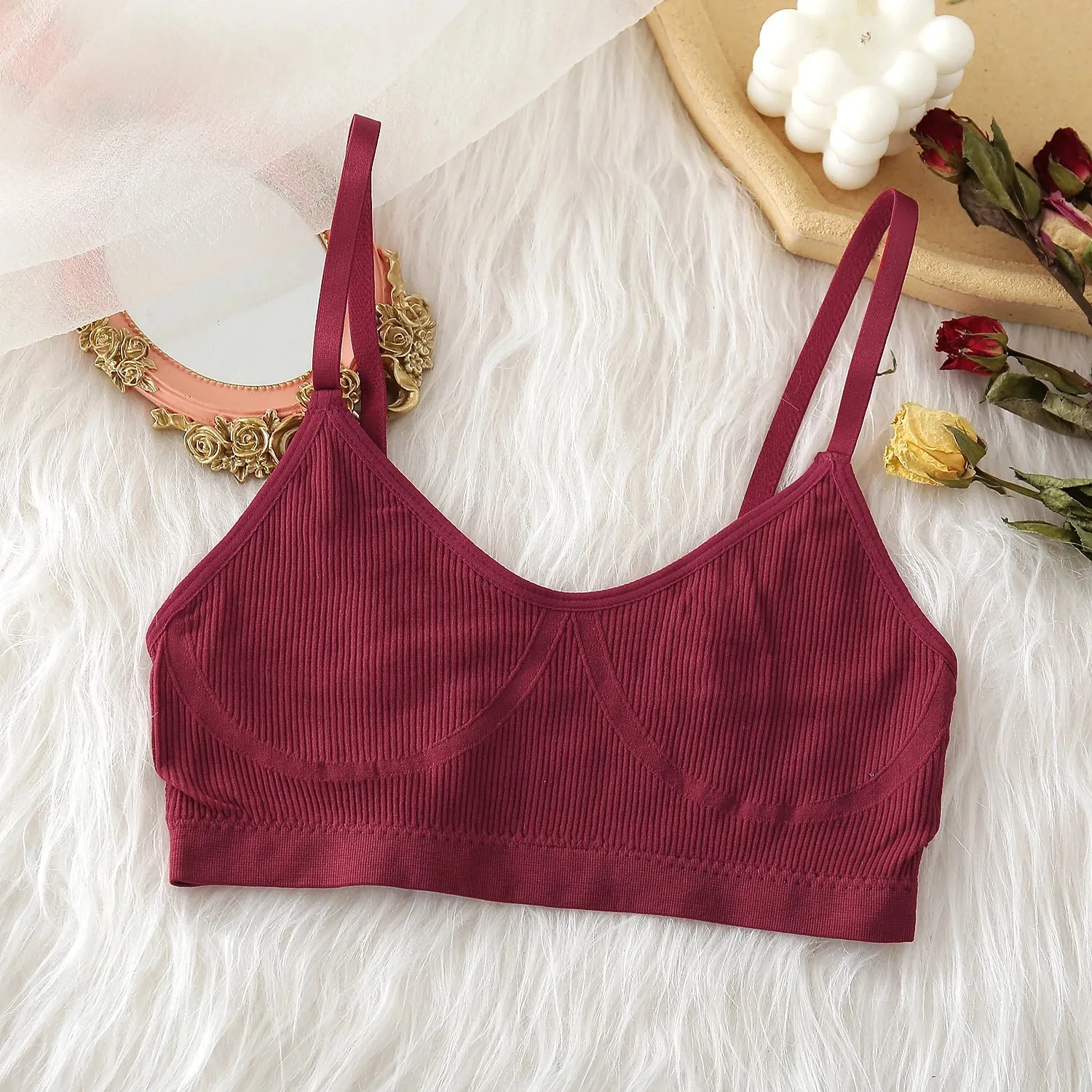 Women's Seamless Wireless Bra - Solid Color Fitness Active Bra