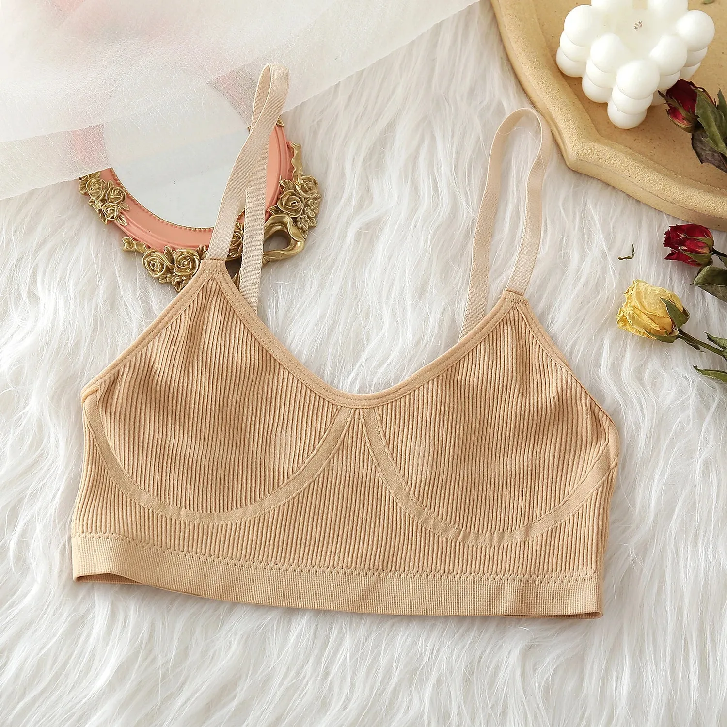 Women's Seamless Wireless Bra - Solid Color Fitness Active Bra