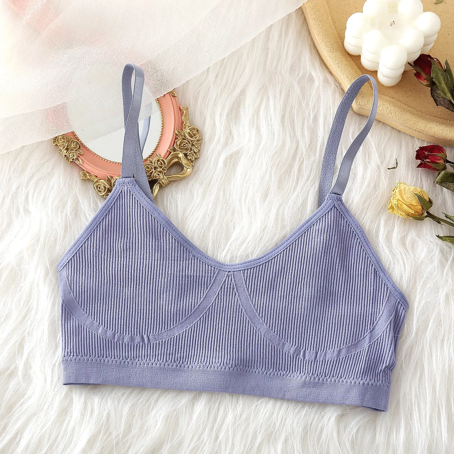 Women's Seamless Wireless Bra - Solid Color Fitness Active Bra