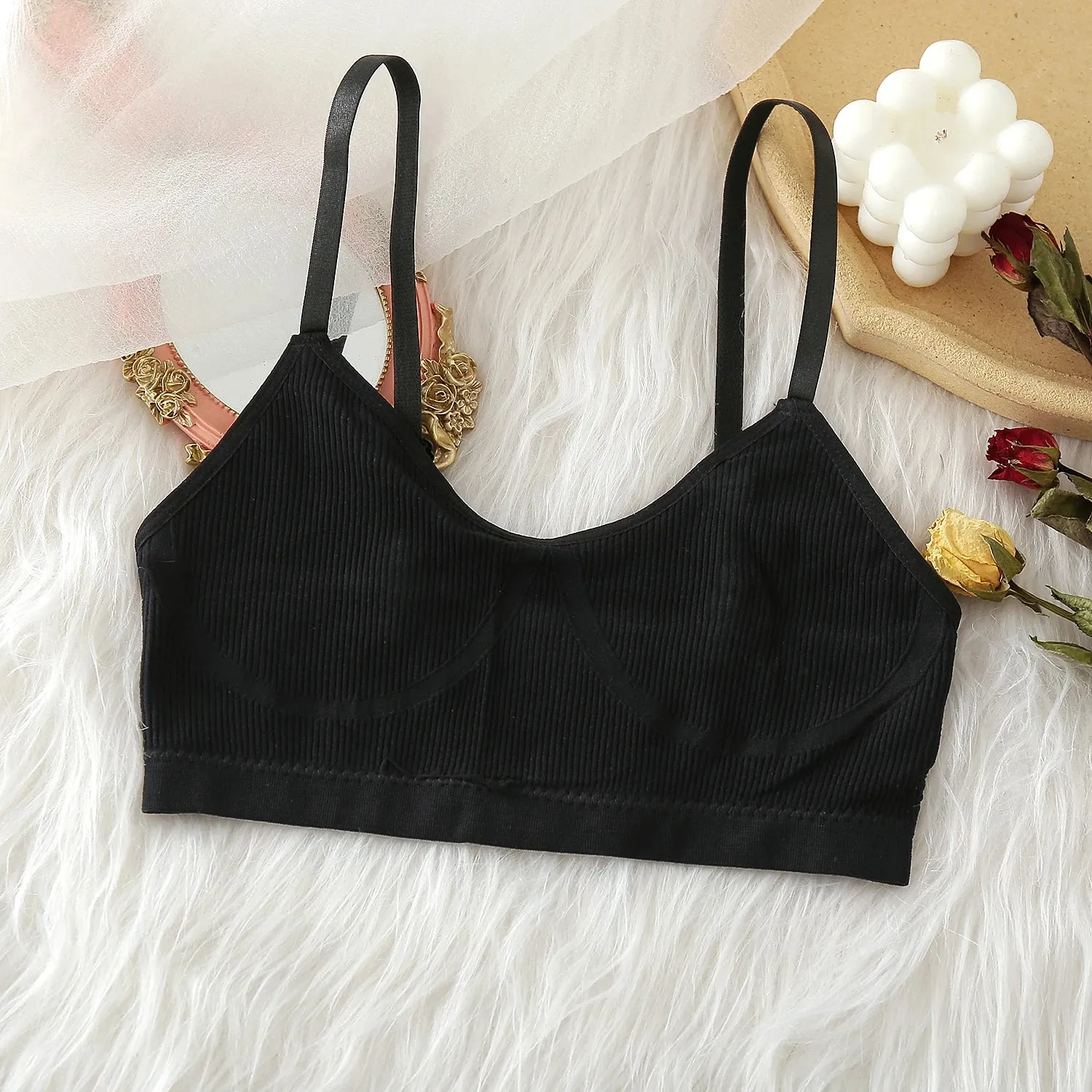 Women's Seamless Wireless Bra - Solid Color Fitness Active Bra