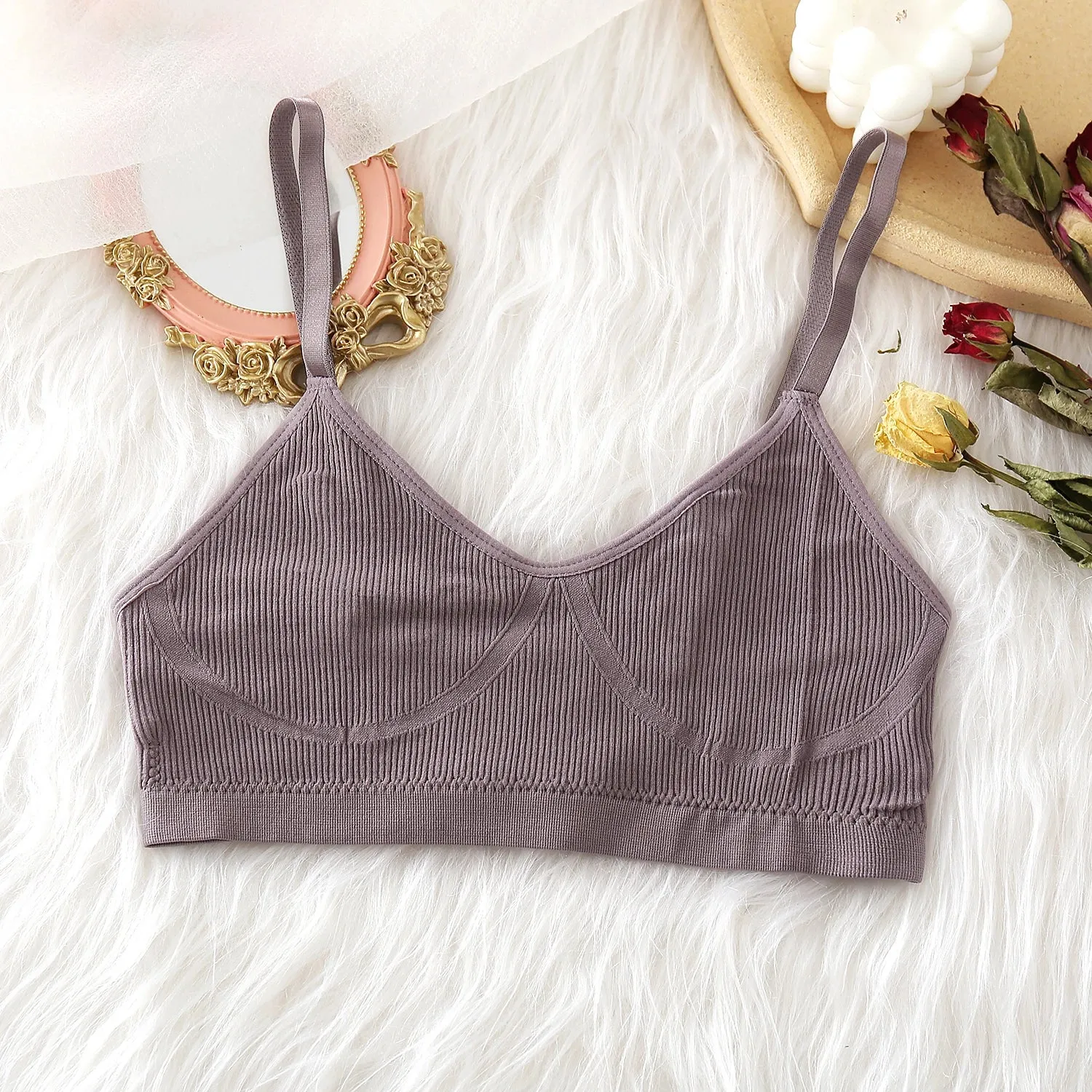 Women's Seamless Wireless Bra - Solid Color Fitness Active Bra