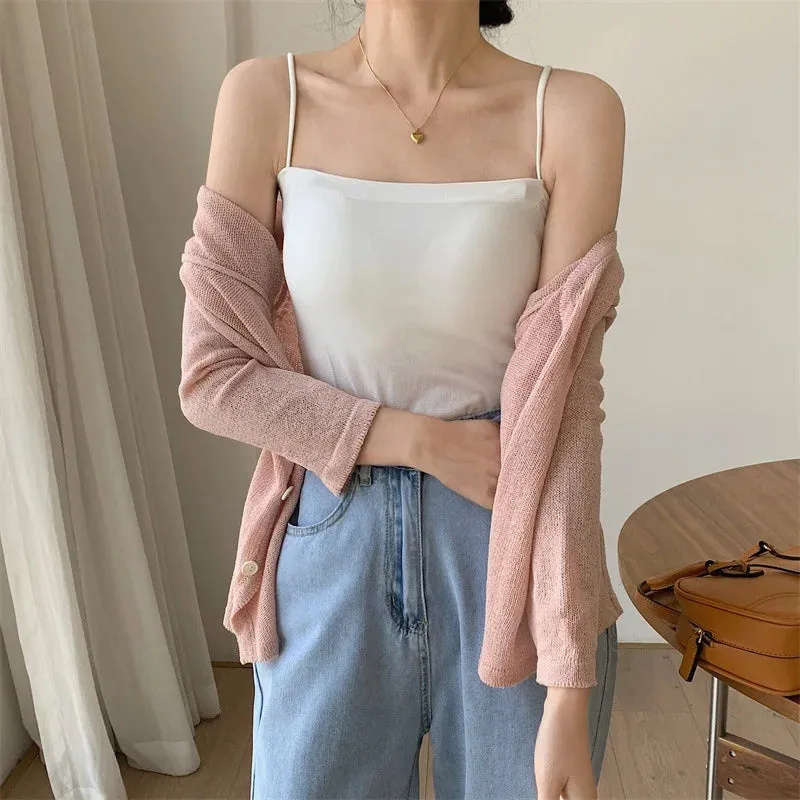 Women's Sexy Spaghetti Strap Crop Top - Fashion Camisole Wirefree Brassiere, Seamless Underwear Tank Top
