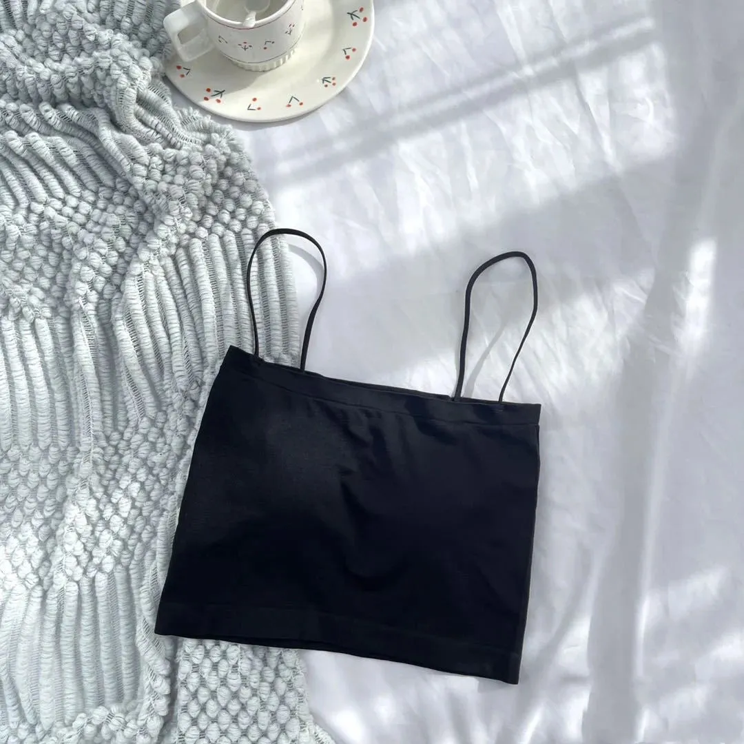 Women's Sexy Spaghetti Strap Crop Top - Fashion Camisole Wirefree Brassiere, Seamless Underwear Tank Top