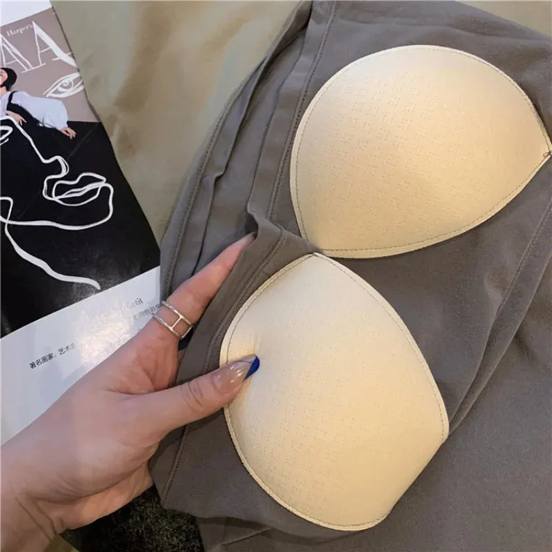 Women's Sexy Spaghetti Strap Crop Top - Fashion Camisole Wirefree Brassiere, Seamless Underwear Tank Top