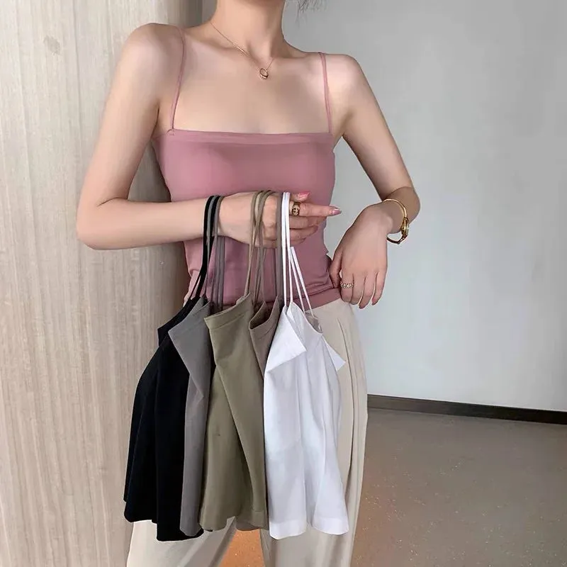 Women's Sexy Spaghetti Strap Crop Top - Fashion Camisole Wirefree Brassiere, Seamless Underwear Tank Top