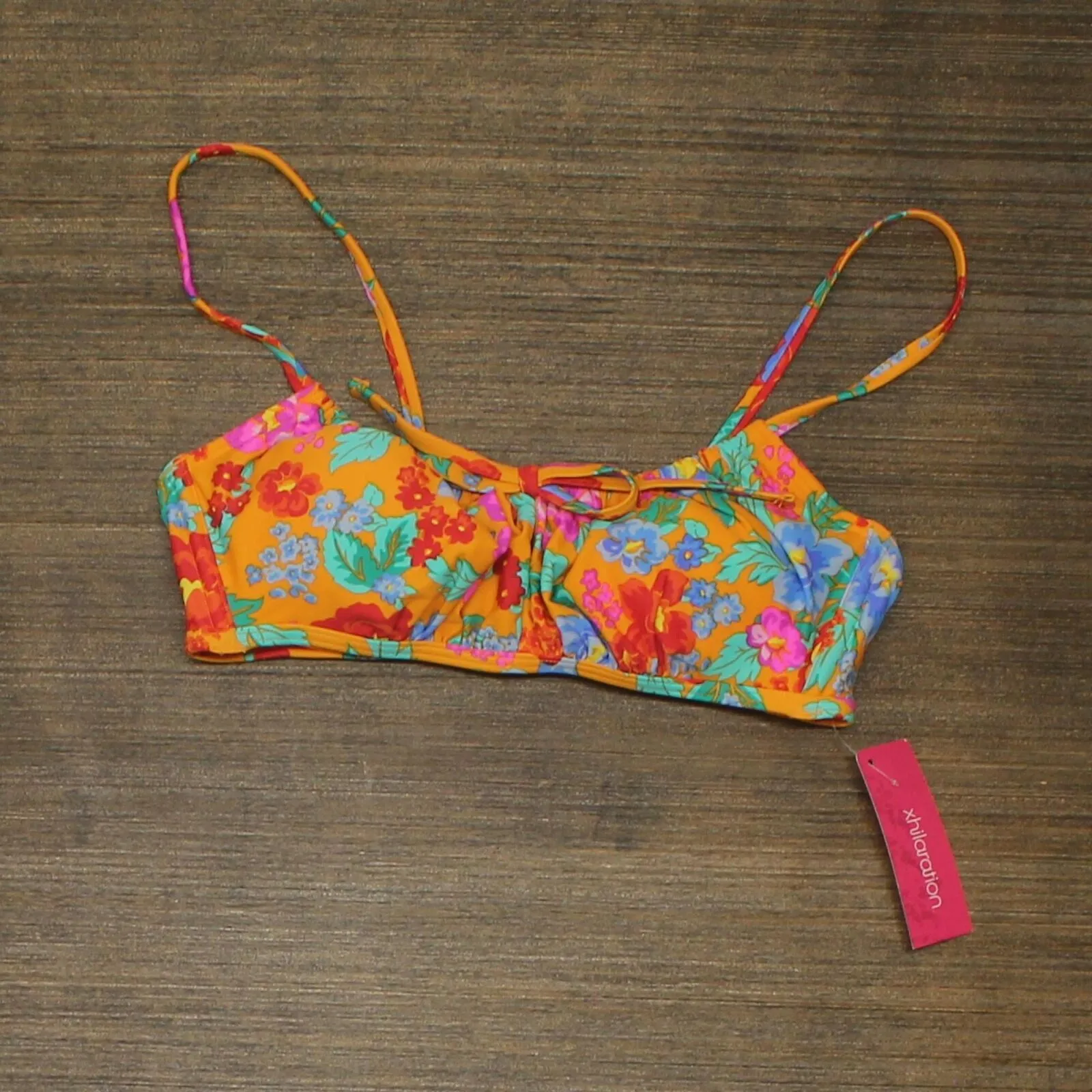 Xhilaration Juniors' Tunneled Tie-Front Bralette Bikini Top PID-L6R50