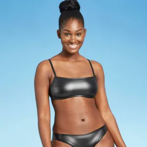 Xhilaration Women's Faux Leather Look Bralette Bikini Top