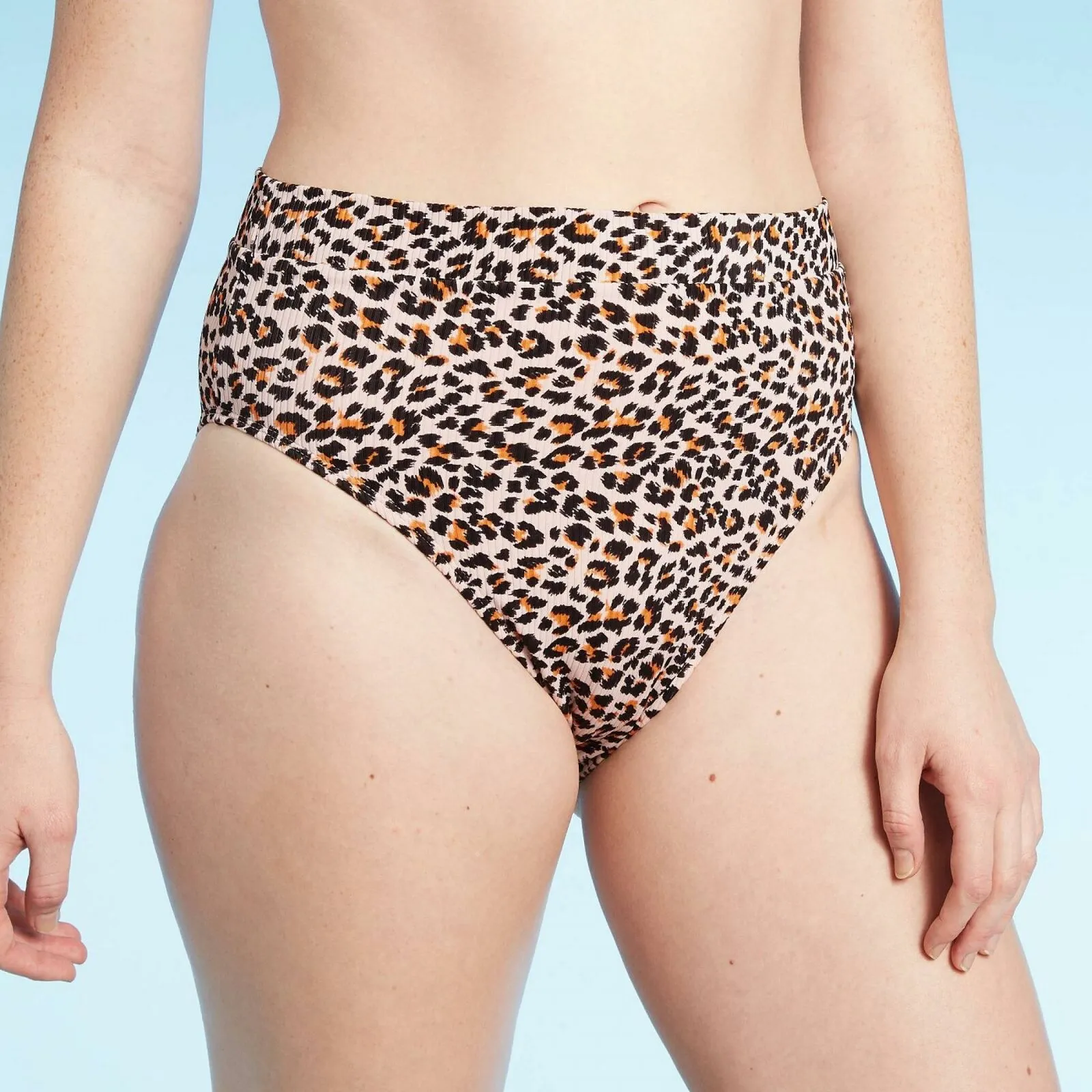 Xhilaration Women's Ribbed Cheeky High Leg High Waist Bikini Bottom