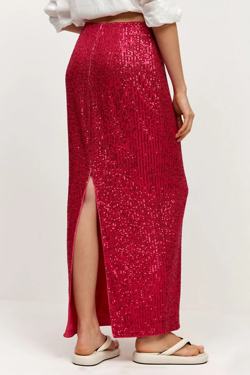 Xieyinshe Elegant Solid Sequins Straight Solid Color Bottoms