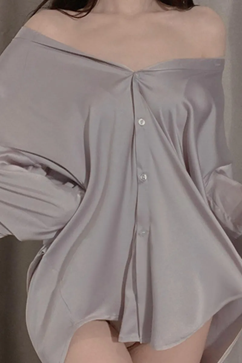 XK0214 Silky Oversized Lingerie Shirt