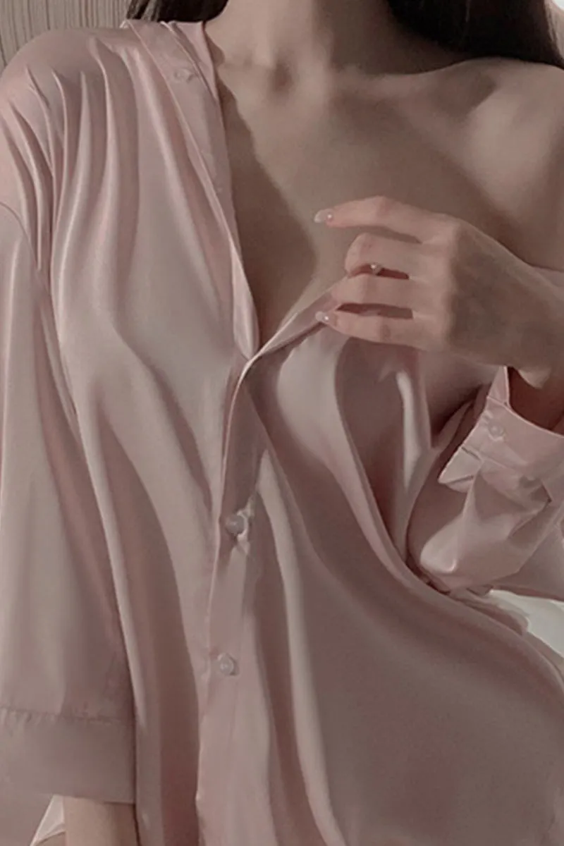XK0214 Silky Oversized Lingerie Shirt