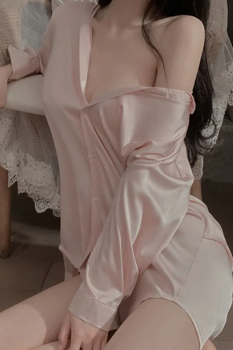 XK0214 Silky Oversized Lingerie Shirt