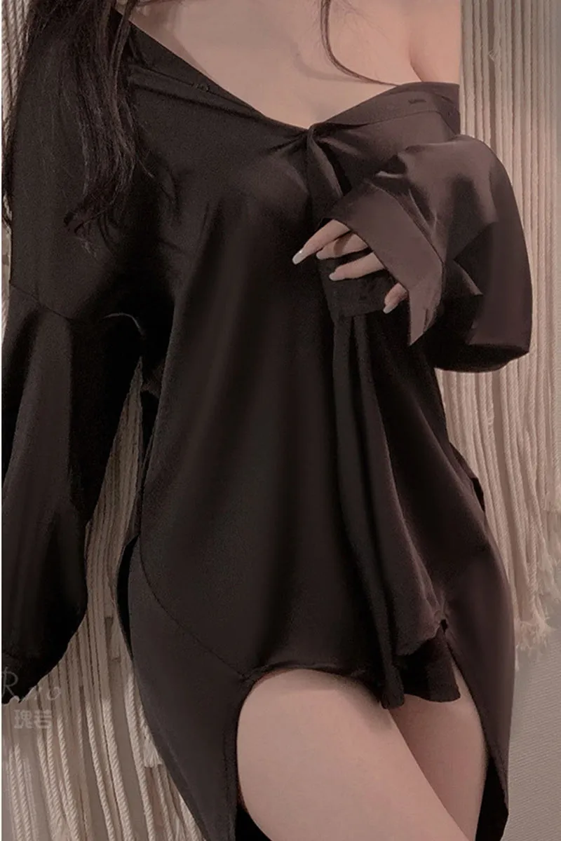 XK0214 Silky Oversized Lingerie Shirt