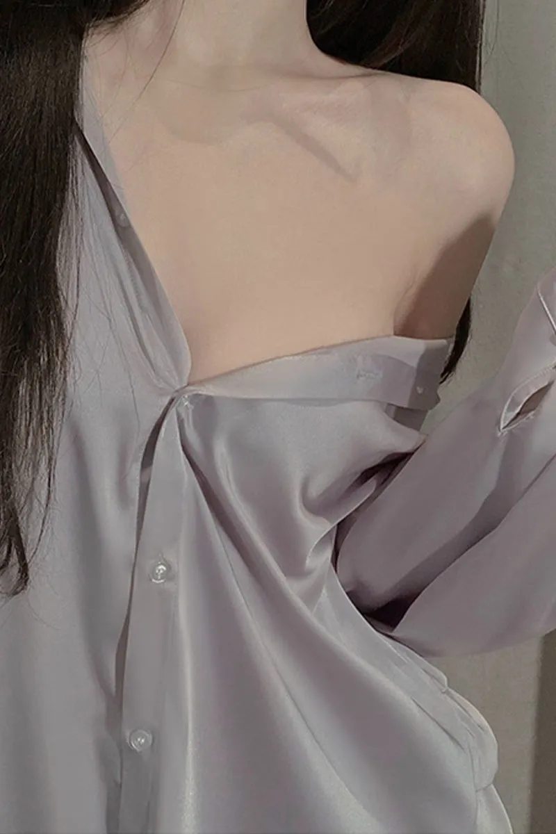XK0214 Silky Oversized Lingerie Shirt