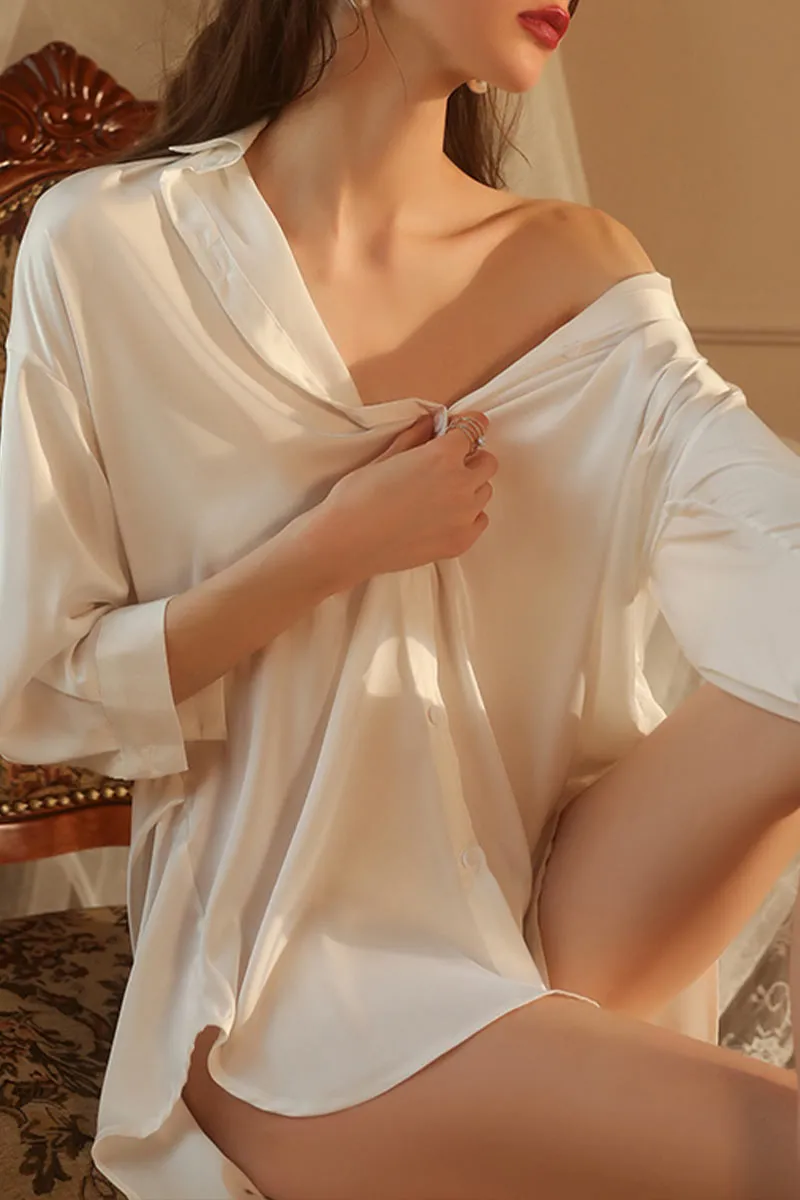 XK0214 Silky Oversized Lingerie Shirt
