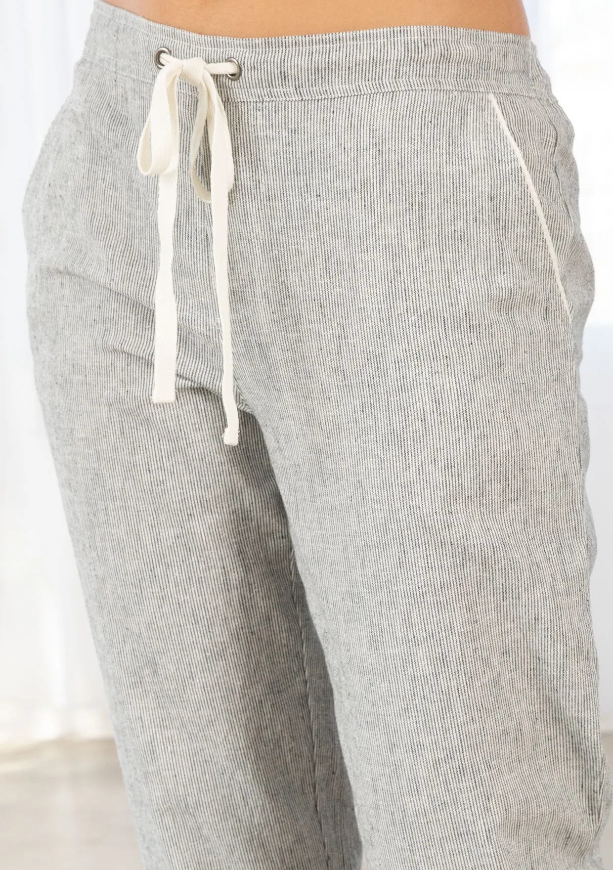 Yarn Dye Linen Blend Cuffed Pants