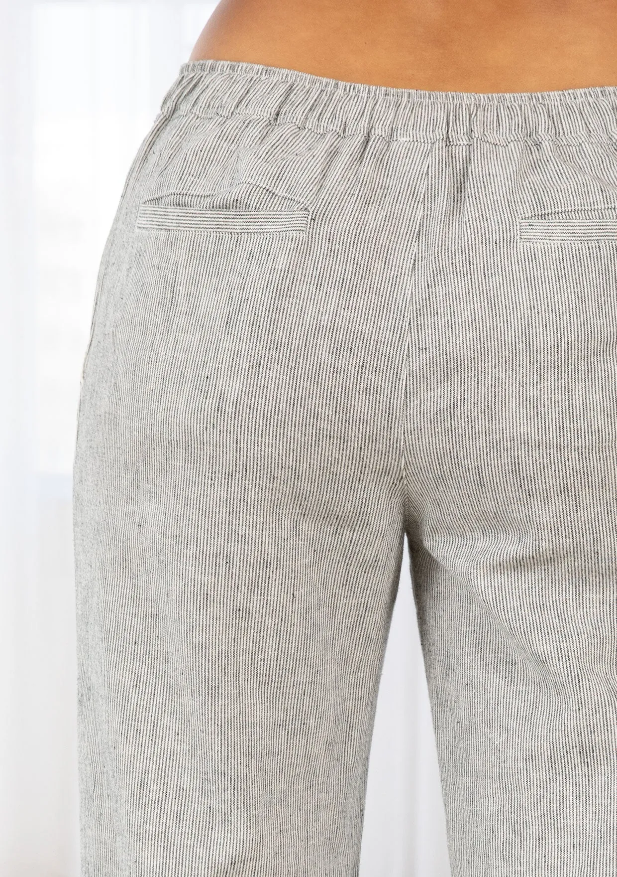 Yarn Dye Linen Blend Cuffed Pants