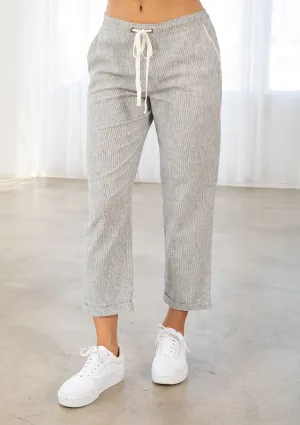 Yarn Dye Linen Blend Cuffed Pants