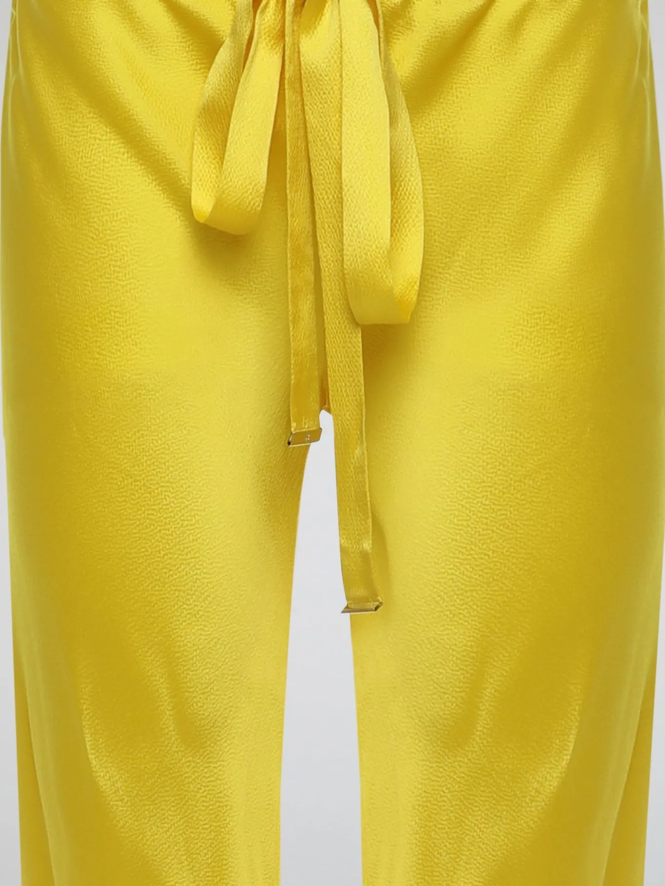 Yellow Drawstring Silk Trousers