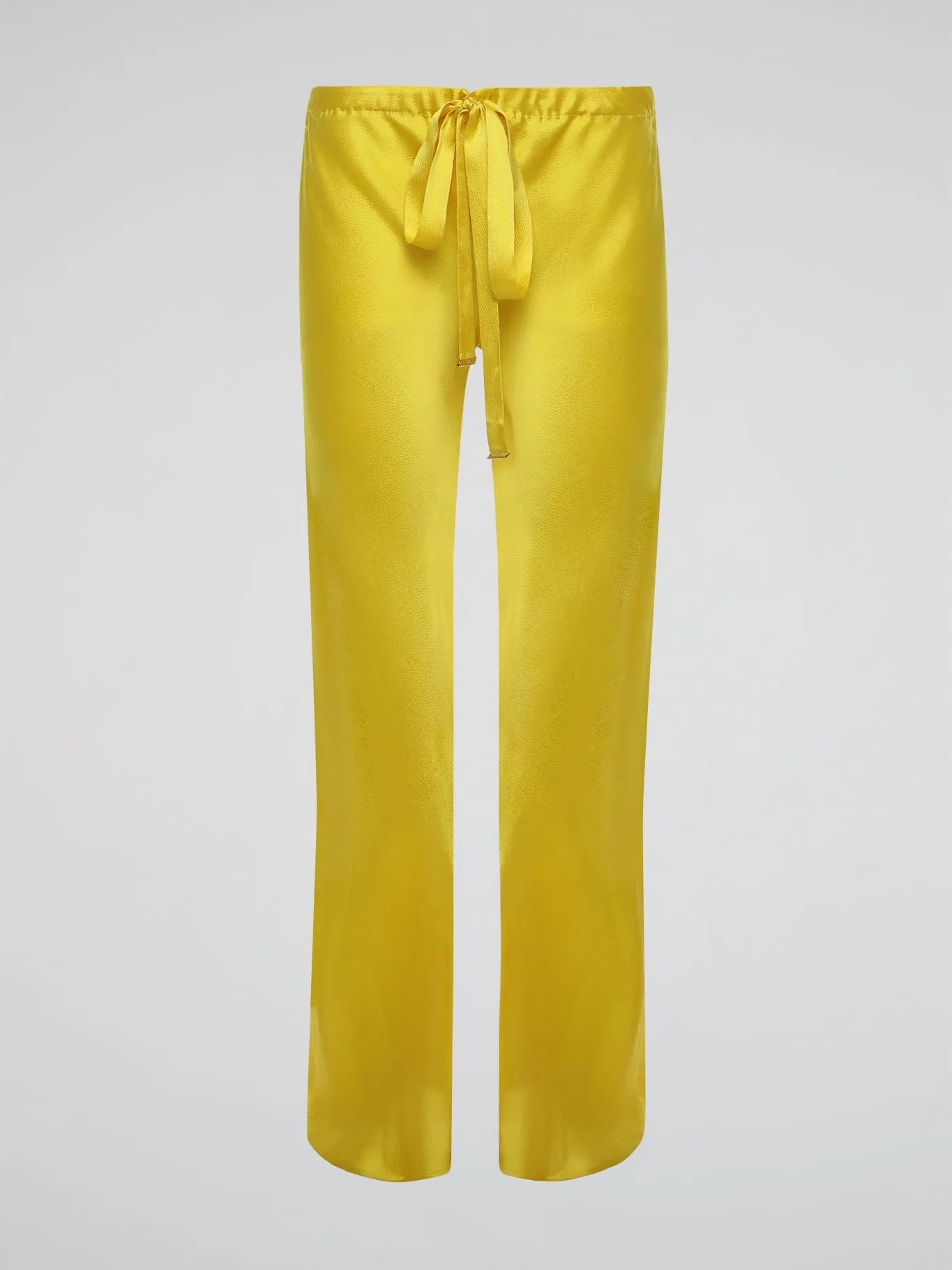 Yellow Drawstring Silk Trousers