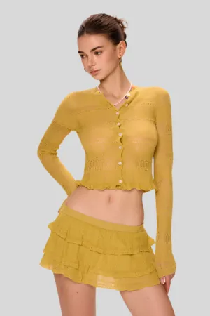 Yellow Ruffle Knit Cardigan / Skirt